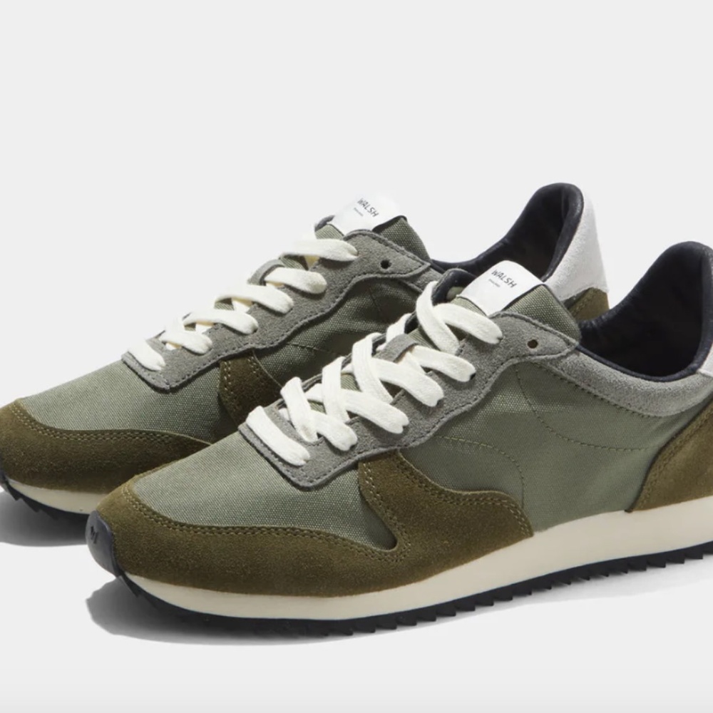 Walsh British Retro Sneakers – Olive Green – Made in England – NEW - Size 11
